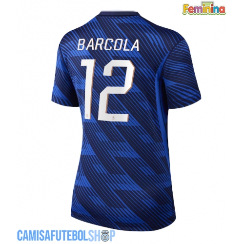 Camisa de time de futebol França Bradley Barcola #12 Replicas 1º Equipamento Feminina Mundo 2026 Manga Curta